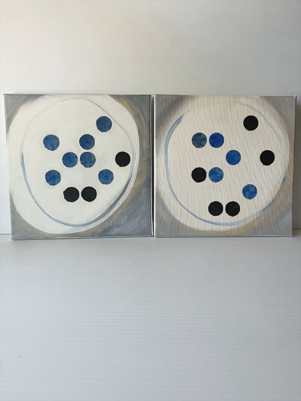 Original 2-Piece Modern Minimalist Painting Set Signed Canvas 2022